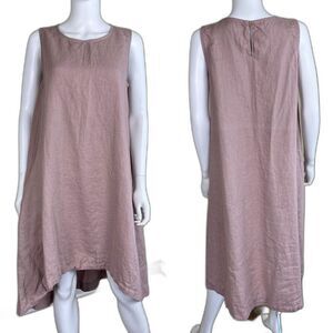 MagicLinen Women's Size L Woodrose Royal Toscana Sleeveless Midi Pullover Dress